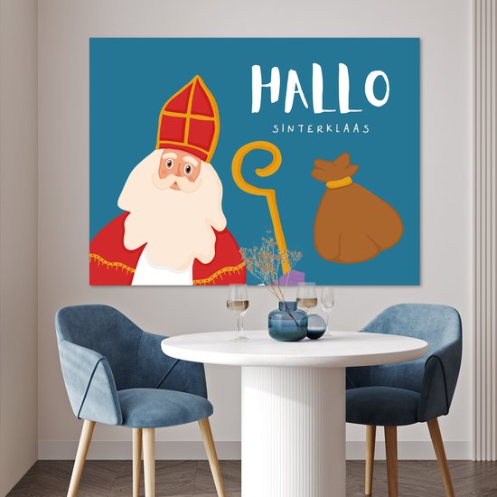 Affiche Sinterklaas - Citations - Sint - Hello Sinterklaas - Enfants - Garçons - Filles - 120x90 cm - Décoration Sinterklaas - Cadeau Sinterklaas - Cadeaux chaussures
