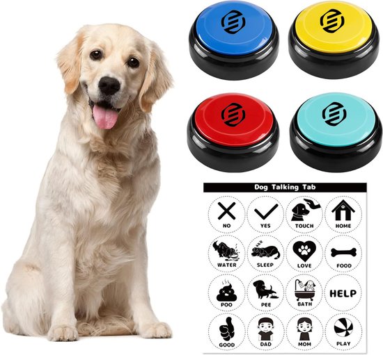 Equivera Praatknop - Dogbutton - Dogbuttons - Praatknoppen - Praat knop - Praatknop hond - Praatknop voor honden - Voice Recorder - Met opname functie - Hondentrainer - Hondentraining - Training voor Honden - Hondenspeelgoed - Hondenintelligentie