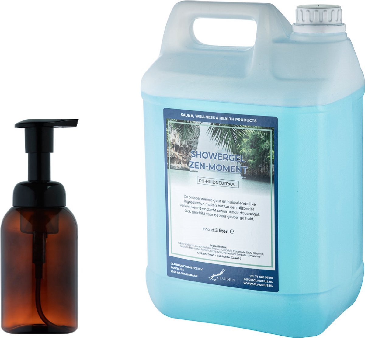 Goedkoopste Zeepdispenser 300 ml amber bruin hervulbaar 5 liter Showergel Zen Moment navulling