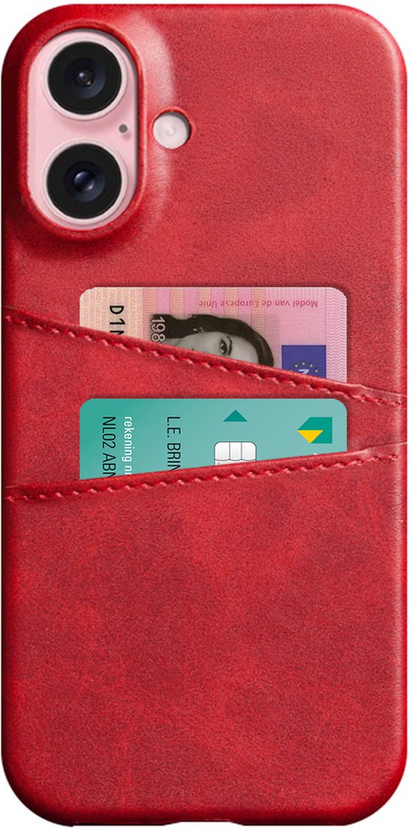 Peachy Duo Cardslot Wallet vegan leather hoesje geschikt voor iPhone 16 Plus - rood