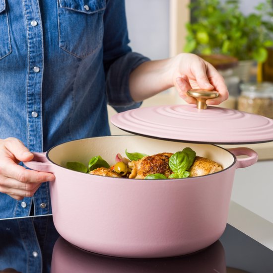 BK Bourgogne braadpan 28cm/6.7L Blush pink - gietijzer - inductie