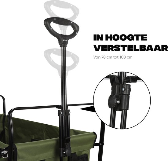 Rockerz Bolderkar Opvouwbaar - Bolderwagen 120L - Inclusief veiligheidsriemen - Handige opbergvakken - Groen van Rockerz. — afbeelding 5