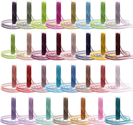 Ruban en organza avec bordure satin 20m x 10mm | ruban d'organza | ruban d'emballage | emballage cadeau | décoration | décoration | passe-temps | artisanat