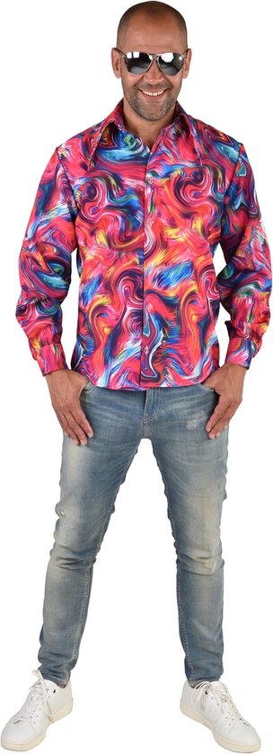 Costume de fêtes et occasions | Chemise Psychédélique Vortices Homme Rose | XXL | Costume de carnaval | Déguisements
