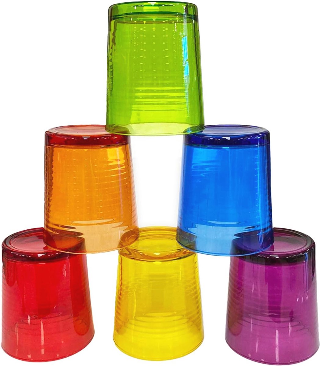Kleurrijke waterglazen set - 6 stuks, duurzaam glas voor dranken
