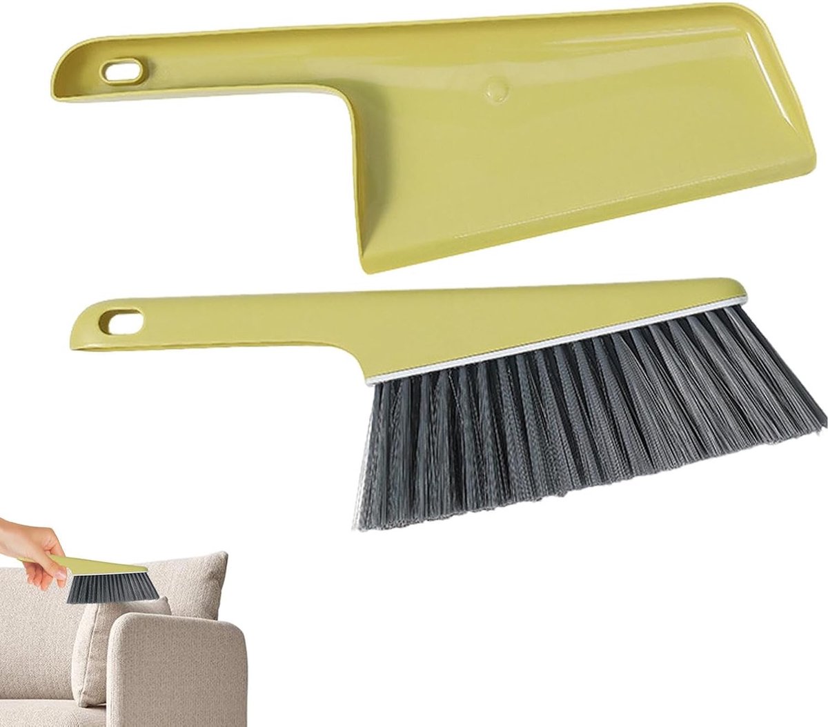 Goedkoopste Afstofborstel - Stoffer En Blik - Stofborstel - Bedveegborstel - Bankborstel - Schoonmaakproducten - Huishoudelijke Reinigingstools - Met Steel - Voor Bank, Kleding, Bed, Dekbed - Multifunctioneel - Kunststof - Universeel - Geel