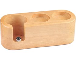 Houten Espresso Tamping Station met 3 Gaten en Anti-slip Bodem - Organiseer Koffietamper, Verdeler en Portafilter (Φ58 mm)