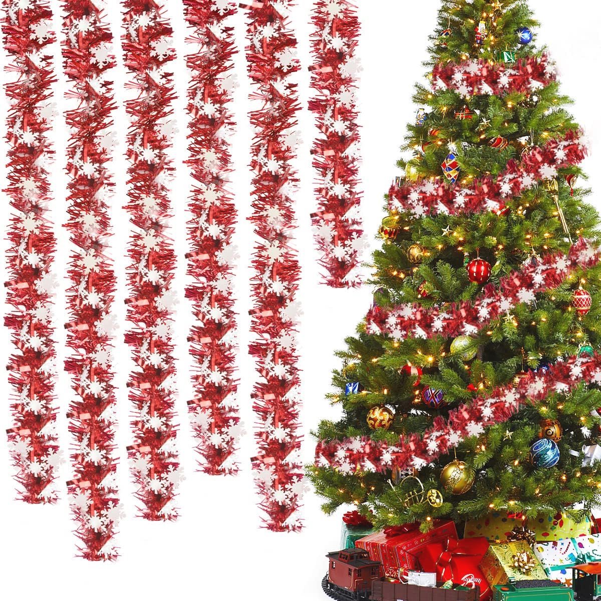 Gouden kerstklatergoudslingers voor de kerstboom - glanzend en feestelijk.