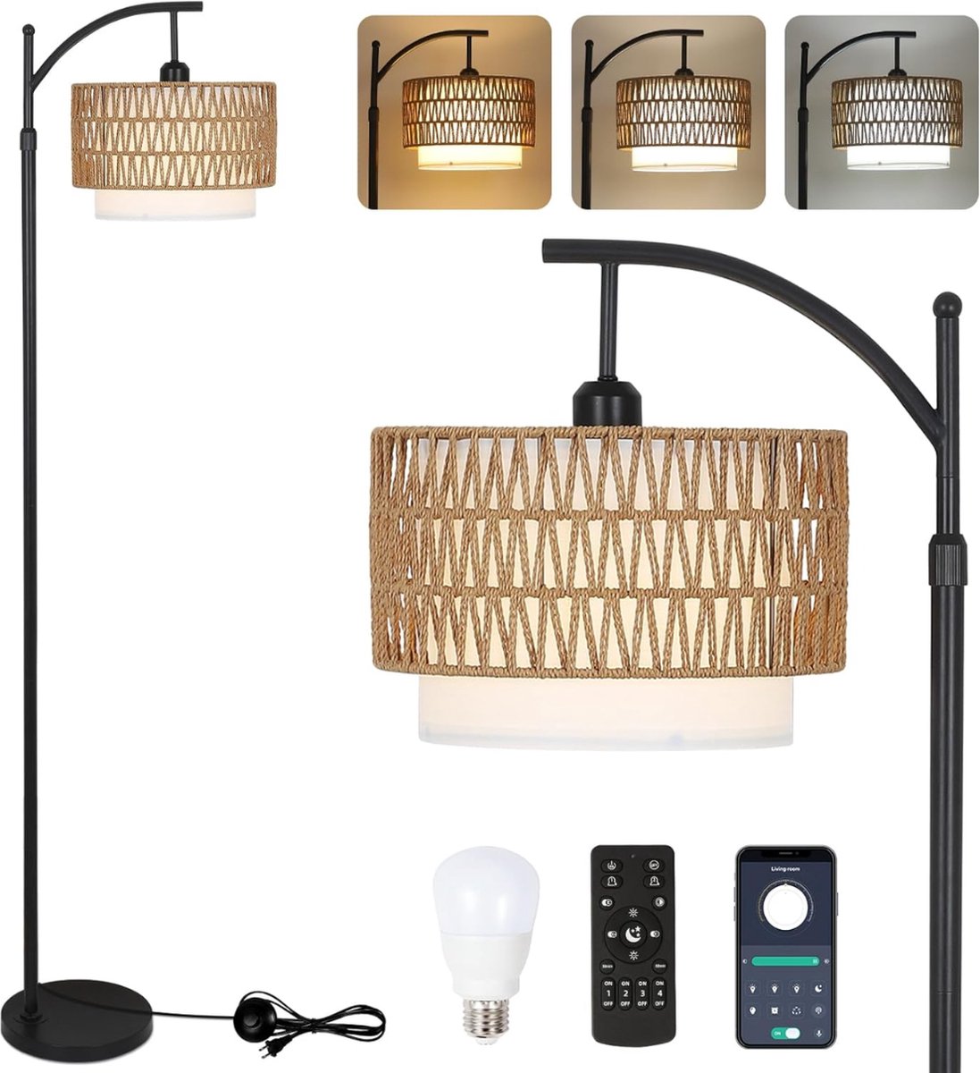 DD Booglamp - Booglampen Staand Vloerlampen Woonkamer - 43x33x18cm - Zwart