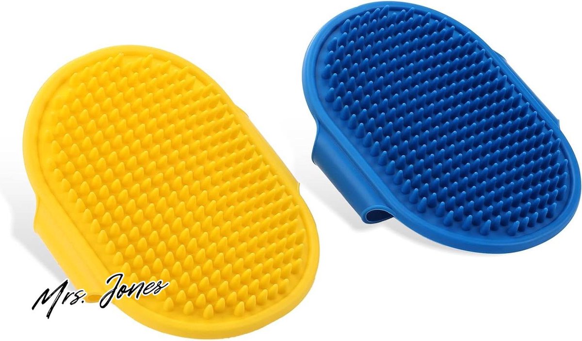 Mrs. Jones Premium Collection 2 stuks Hond Kat Badborstel – Kam – Siliconen Rubber – Hondenverzorging – Puppy Massage – Vacht Reinigingsborstel .