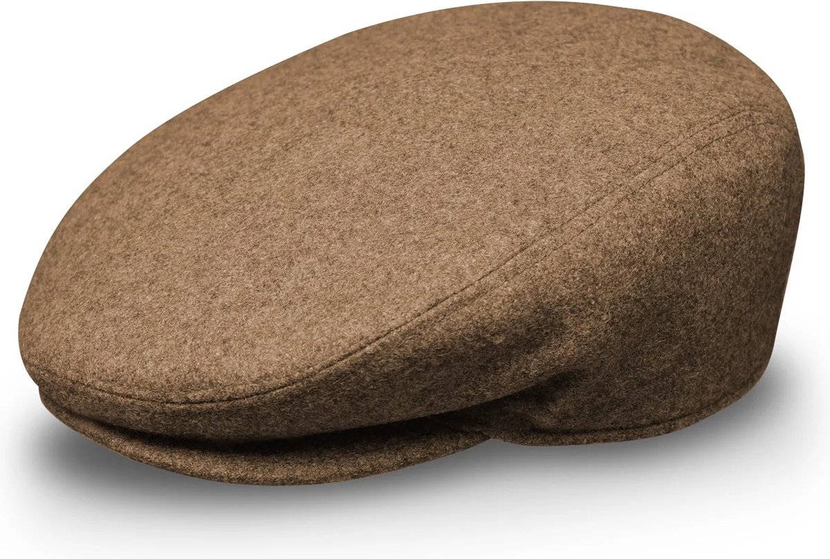 Winterpet Flatcap met voering, Flatcap Fiebig klassiek model kleur beige maat 60
