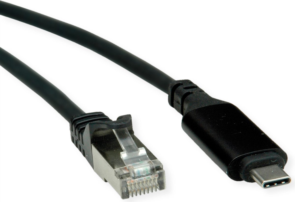 ROLINE USB 3.2 Gen 2 Type C naar Gigabit Ethernet-converterkabel, zwart, 2 m
