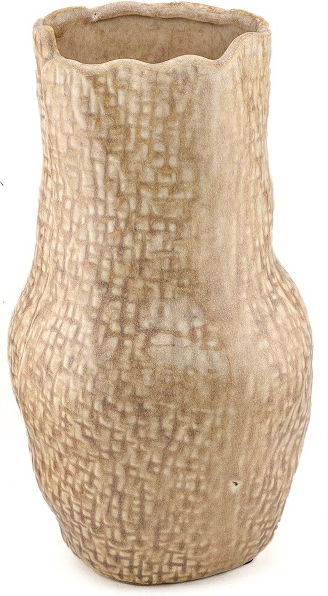 homebound by ky Aardewerk vaas zand | 14x14x26cm | bloemenvaas keramiek off-white