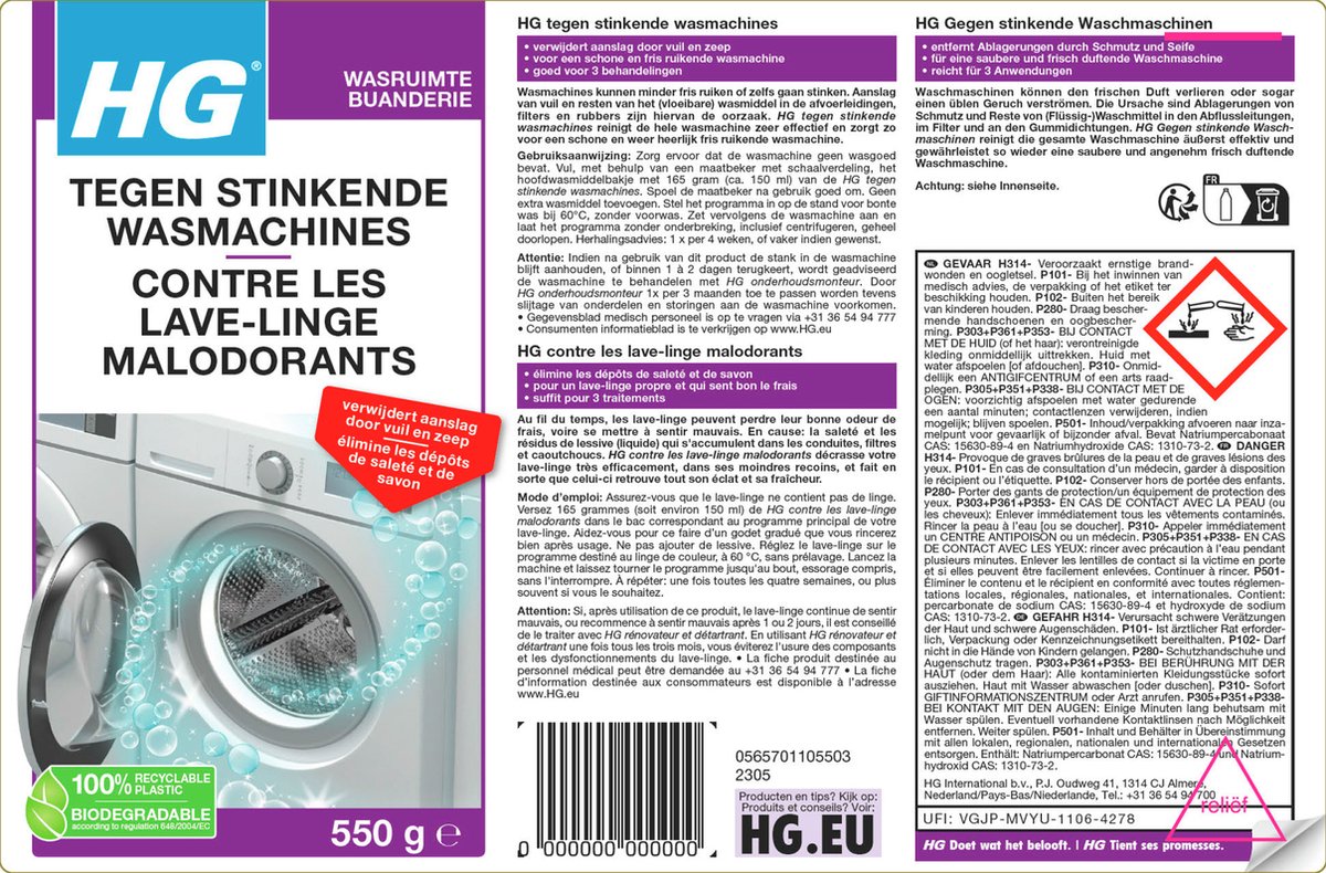 HG stinkende wasmachine reiniger — afbeelding 2