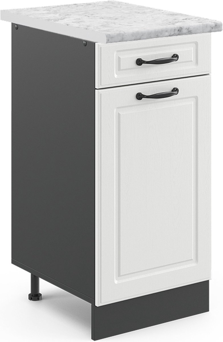 Vicco R-Line Keukenonderkast – 40 cm, WB Marmer Wit Landhuis