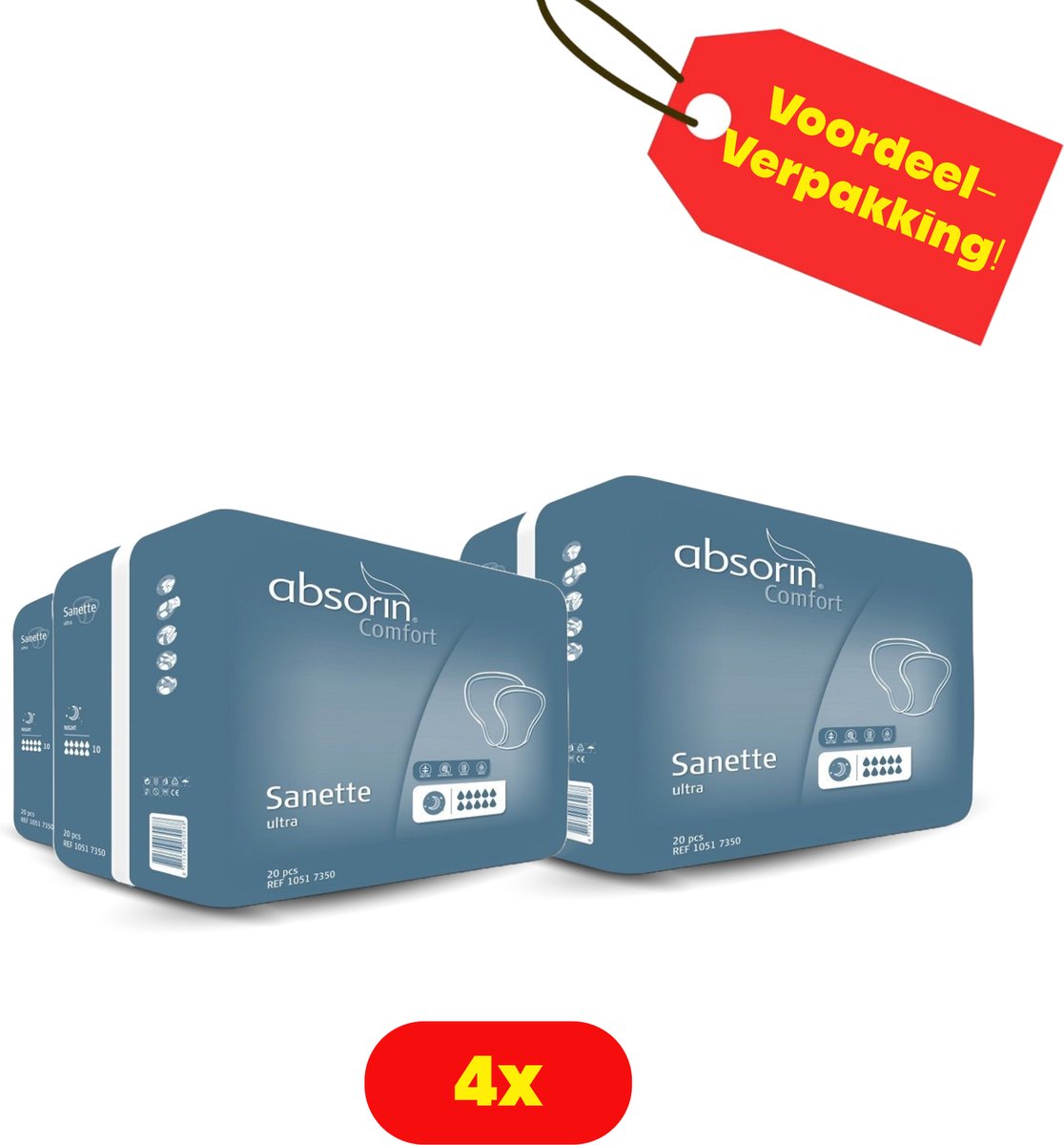 Goedkoopste 4X Absorin Sanette inlegverband ultra grijs 4X 20 stuks - Voordeelverpakking!