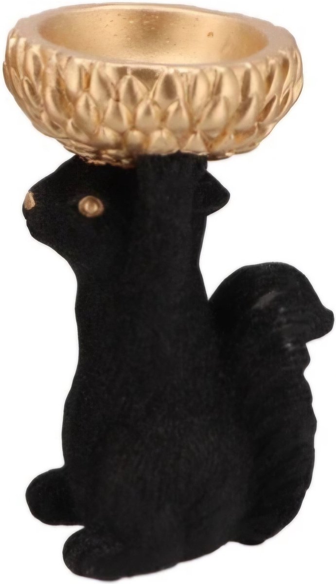 JINGLE BLACK SQUIRREL - EEKHOORN ZWART GLITTER - 12X10X17CM