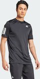 Zwart adidas sportshirt voor heren met 3-strepen op de mouwen, op de voorkant.