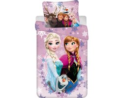 foto van Disney Frozen Dekbedovertrek, Anna en Elsa - Eenpersoons - 140 x 200 + 70 x 90 cm - Katoen