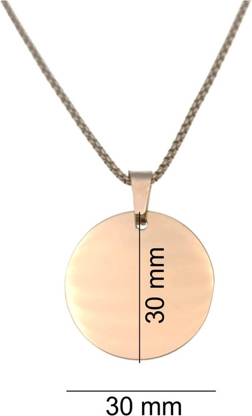 Collier en acier inoxydable avec gravure du nom - Saar - Or rose - Rond