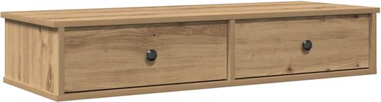 vidaXL Wandschap met lades 100x37,5x19 cm bewerkt hout zwart, wandplank