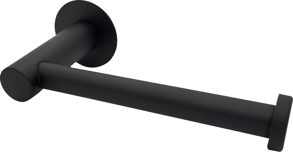 Sanics® WC Rolhouder Zonder Boren - Toiletrolhouder Zelfklevend - WC Papier Houder - Closetrolhouder Zwart/RVS