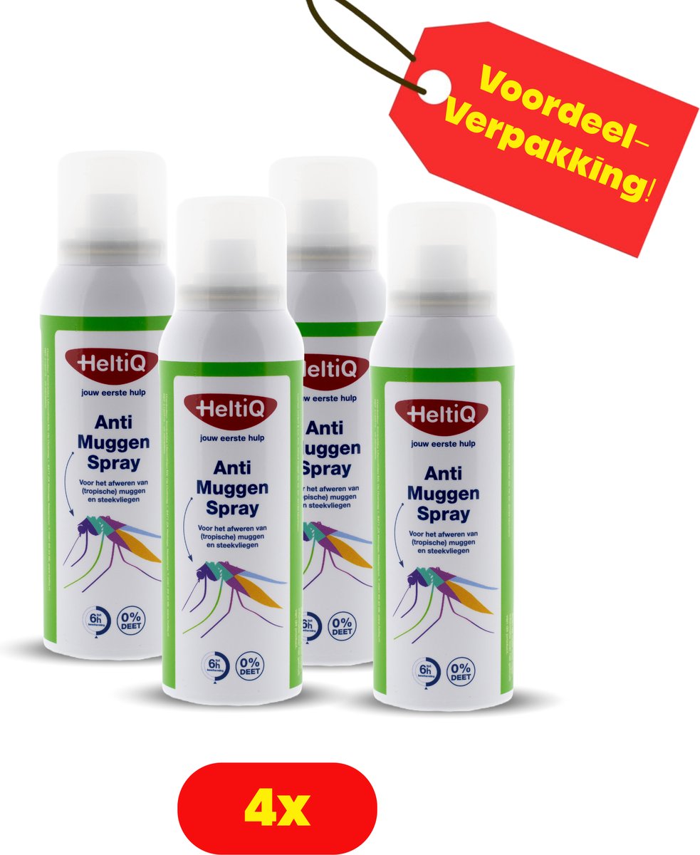 Goedkoopste 4X HeltiQ Anti-Muggen Spray - Voordeelverpakking!!