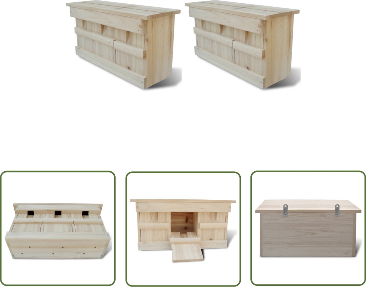 The Living Store Mussenhuisjes - Hout - 44x15.5x21.5 cm - Geschikt voor mussen
