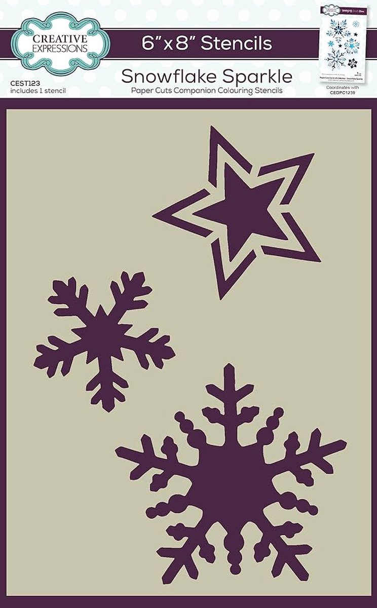 Creative Expressions • Companion Colouring Stencil Snowflake Sparkle 15x20,8cm