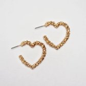 Magnifiques Créoles - Boucles d'oreilles Hartjes - Acier inoxydable - Boucles d'oreilles décorées plus épaisses - boucles d'oreilles femme couleur or -