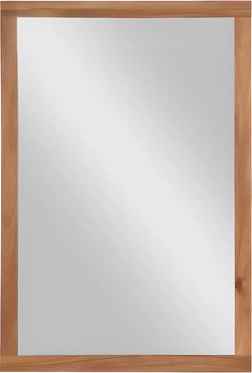 Vente-unique Rechthoekige spiegel met acacia houten lijst - 90 x 60 cm - SEPANG Natuurlijk donker