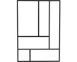 Vente-unique Glazen designbinnenraam in gepoederlakt aluminium 150 x 105 cm - Zwart - ARTENA
