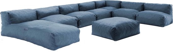 Canapé modulable 4 places bleu pacific Mixi - Oviala
