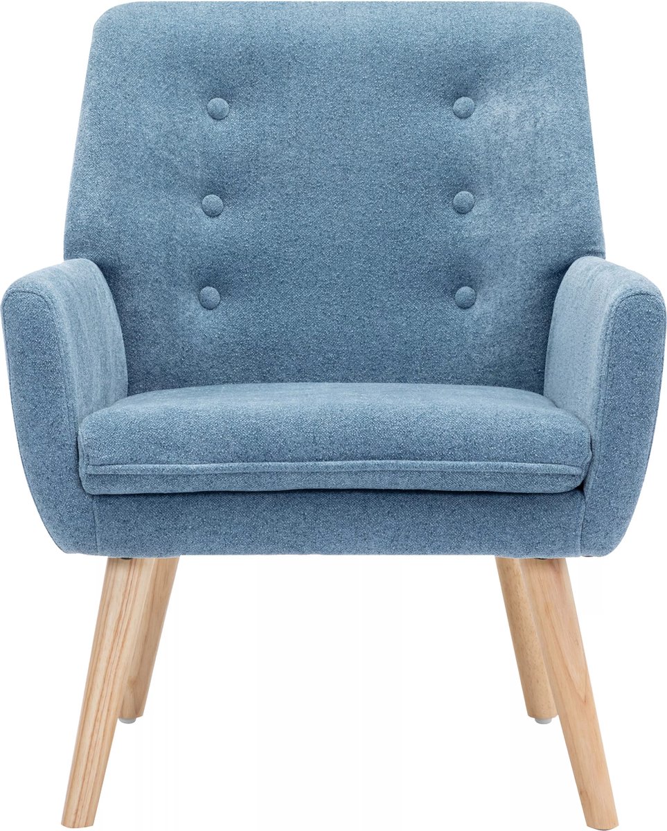 Vente-unique Fauteuil van blauwe stof SERINO