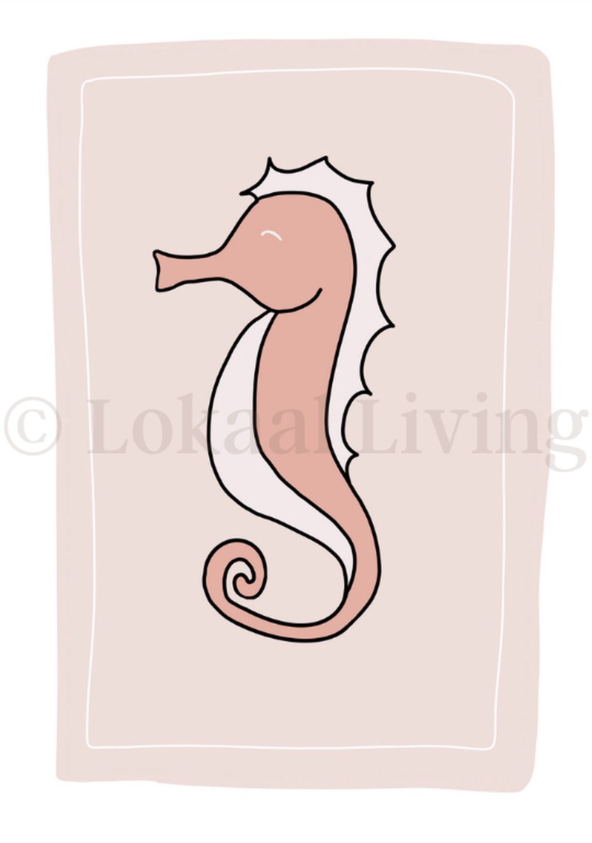 Lokaal Living - a4 poster - zeepaardje - onderwater leven - dieren - babykamer - kinderkamer