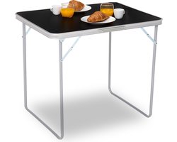 Brixy Campingtafel - Inklapbaar - Tuintafel - 80x60x70 cm - Buiten/Binnen - Draaghandvat - Compact - Aluminium - Zwart