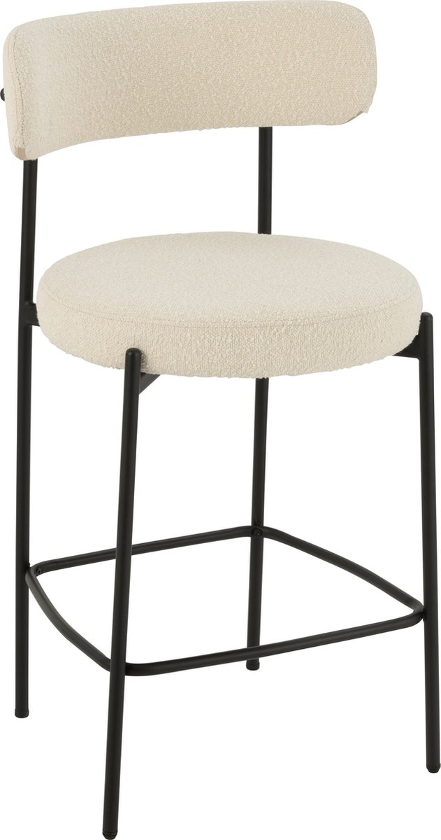 J-Line barstoel Bouclé - multiplex/polyester - wit/zwart