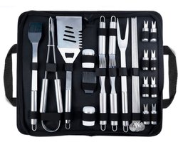 Oneiro's 27-Delige Luxe BBQ Gereedschap Accessoires Set + Opbergtas - Barbecue Gereedschapset - Tangenset Accesoires - Roestvrij Staal - zomer - BBQ - koken - tafelen