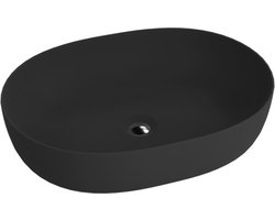 Domino LAVITA opbouw wastafel Blas zwart opbouw wastafel Oval wastafel zonder overloop en Hahnloch van hochwertigem porselein Waschtisch modern