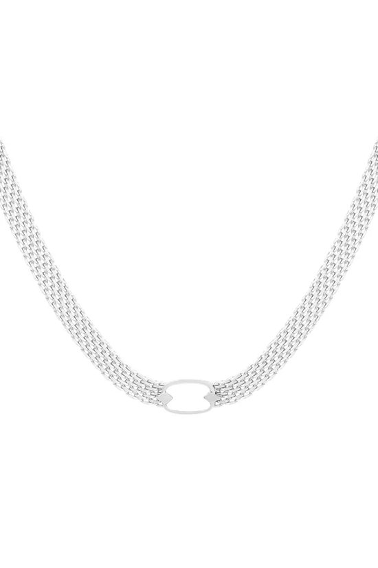 Collier Acier Inoxydable Argent Maillons Plats Chaînes à