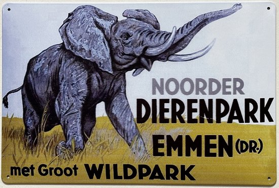 Vintage Metalen Reclamebord voor Dierenpark
