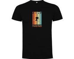 Zwart T-Shirt met “Kleurrijke Skiing is my fulltime job – skieen is mijn volledige baan “ Print Full Color Maat XL