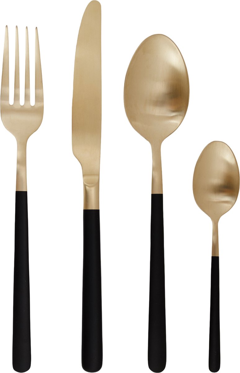 Cosy & Trendy Bestekset Olivia Champagne Black 16 delig / 4 personen