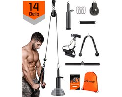 Fitness kabelsysteem – Thuis sporten met diverse handgrepen– katrol - triceps touw – krachttraining - lat pulley - krachtstation Fitness kabelsysteem – Thuis sporten met diverse handgrepen– katrol - triceps touw – krachttraining - lat pulley - krachtstation