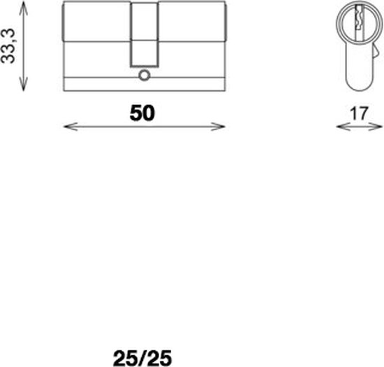 Serrure à cylindre noir 25/25 - avec 4 clés - cylindre de porte noir - serrure à cylindre