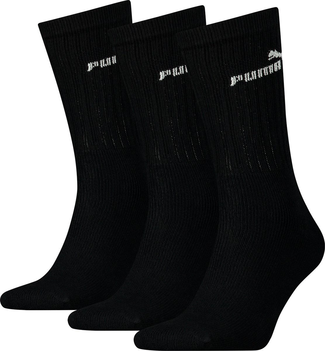 Puma sportsokken tennissokken crew tennissokken unisex voor heren en dames 3 paar Zwart