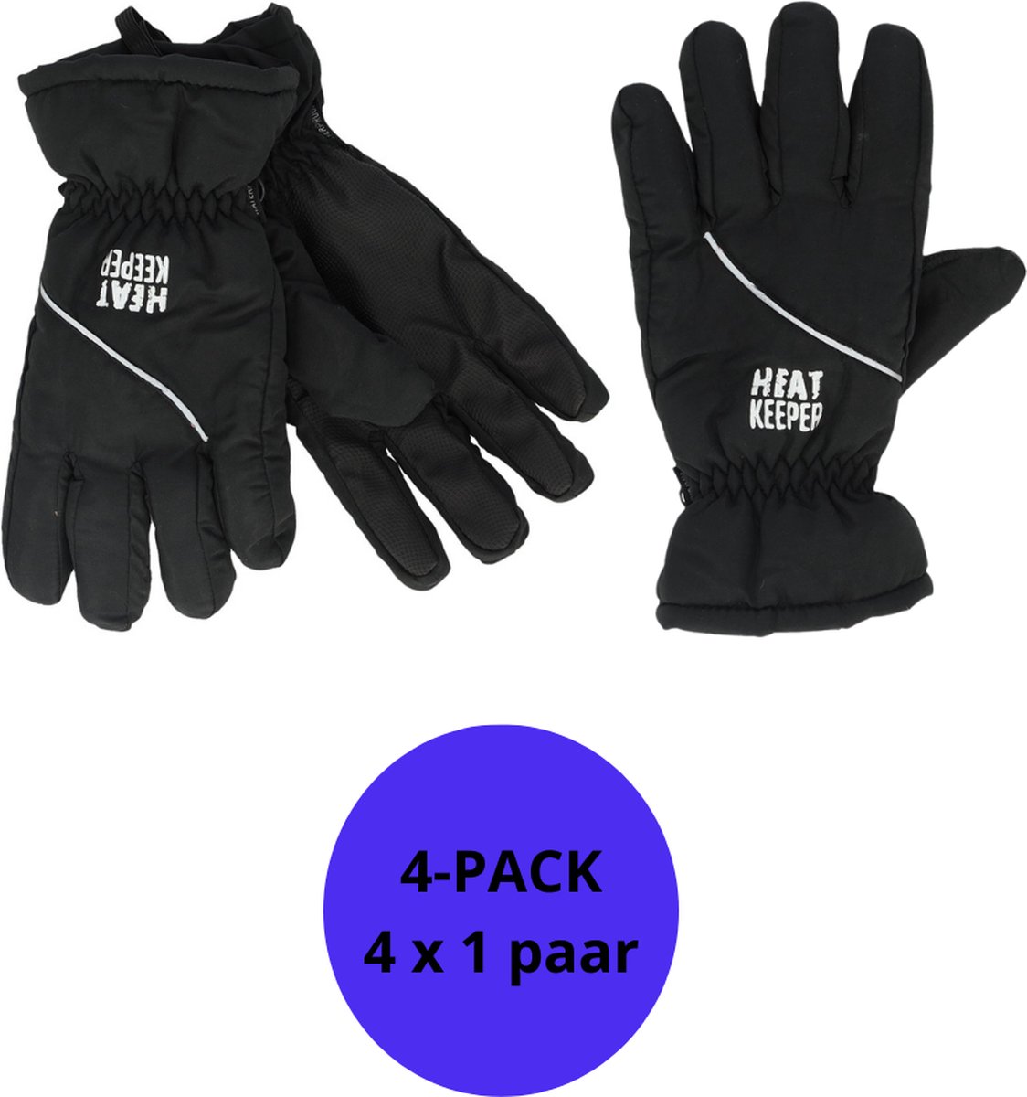 Heatkeeper Ski handschoenen heren – 4-Paar Winter handschoenen Zwart