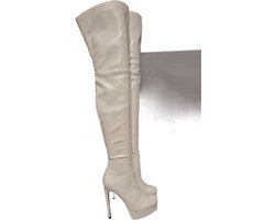 SHANGURETTI- EROTIC LAARS-WHITE-LEDERLOOK-HAK10CM-36
