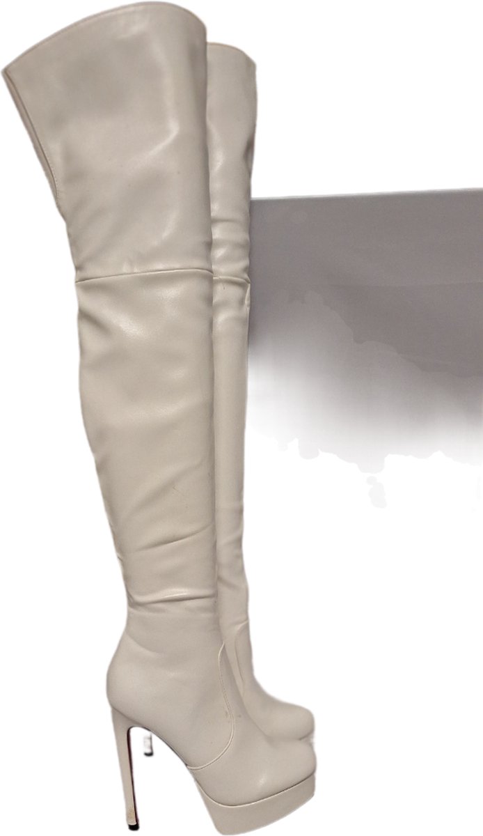 SHANGURETTI- EROTIC LAARS-WHITE-LEDERLOOK-HAK10CM-36