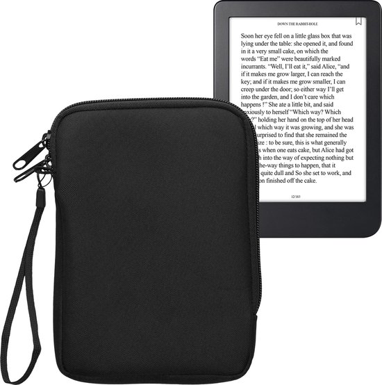kwmobile universele e-reader hoes geschikt voor 6" eReader hoesje - Stoffen cover voor eReader 17 x 12 x 2 cm - E reader sleeve met rits - In zwart — afbeelding 3
